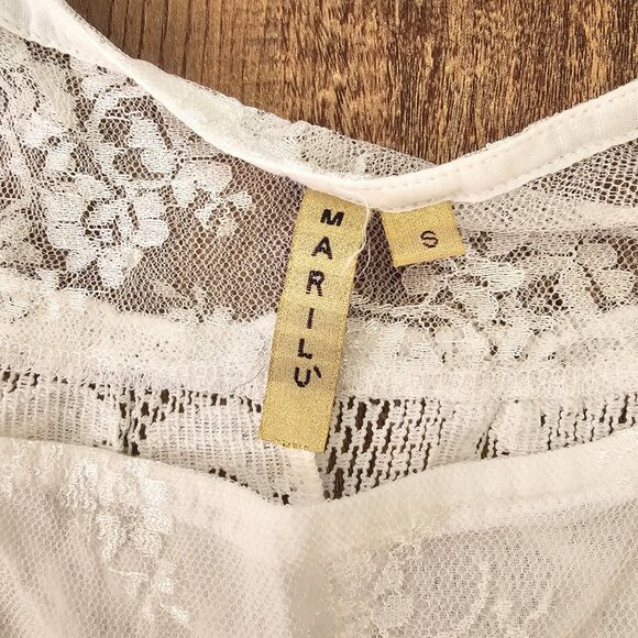 Marilu Lace Floral Embroidered Beaded Sleeveless Blouse Tank Top S White - Picture 4 of 8